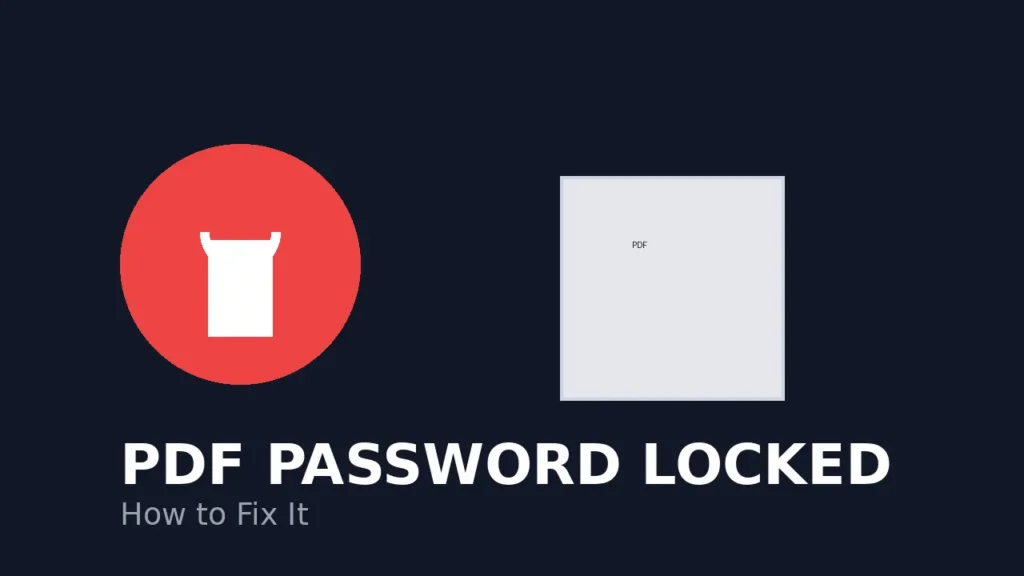 Thumbnail showing locked PDF file with password restriction and unlock fix guide