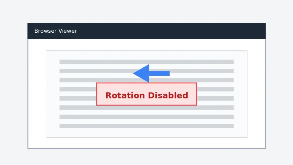 Browser PDF viewer showing rotation disabled error when trying to rotate pages