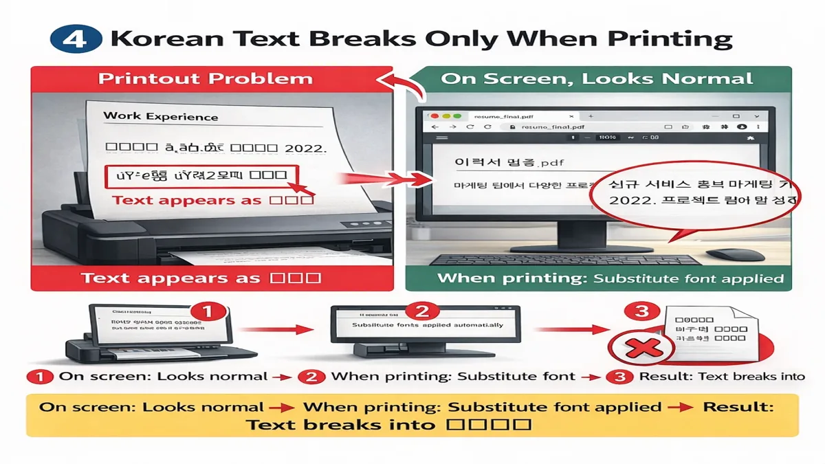PDF text appears broken only when printing due to substitute font being applied