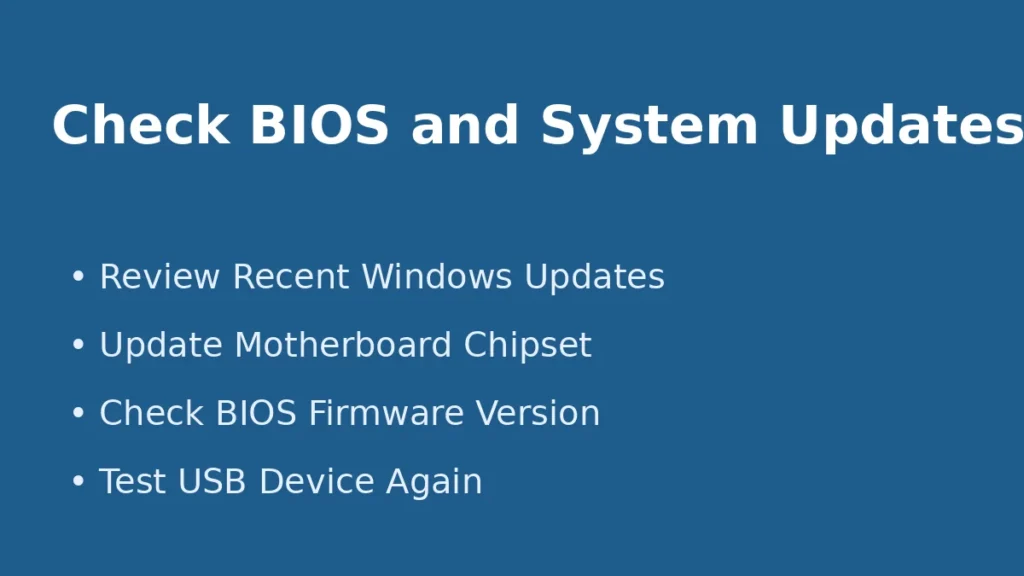 Check BIOS chipset and Windows updates when USB devices stop working after system update