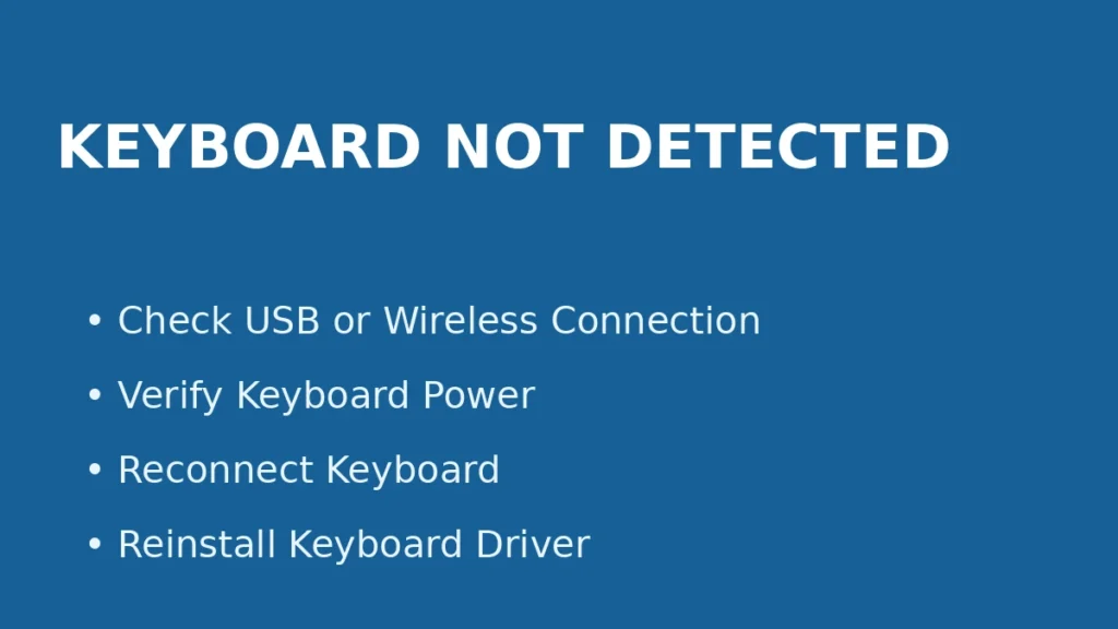 Check keyboard connection power and driver when keyboard input is not working in Windows