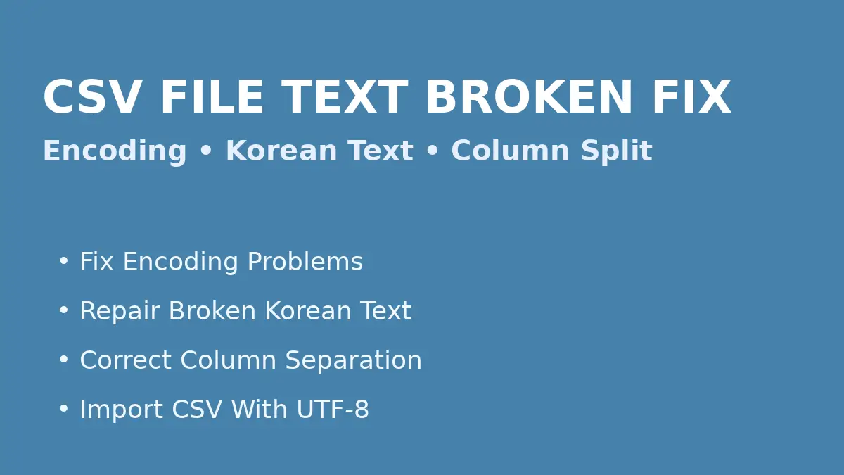 CSV 파일 깨질 때 해결 방법 – 한글 깨짐·인코딩·열 나뉨 오류 복구