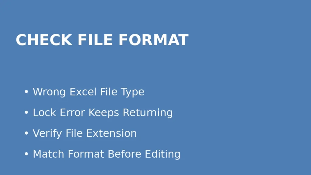 Check Excel file format and extension when lock errors keep repeating during editing