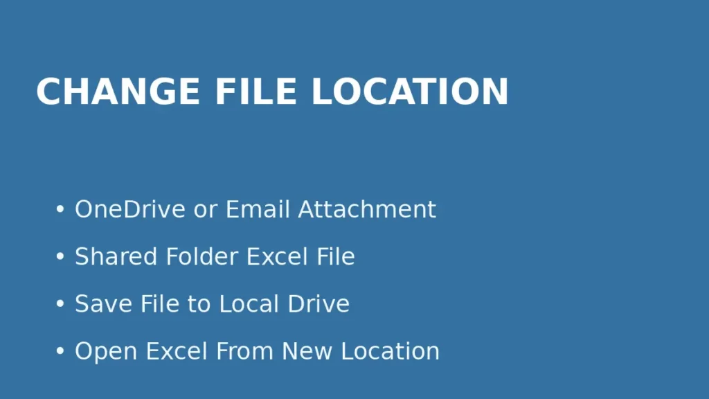 Fix Excel file not opening from OneDrive email attachment or shared folder by saving the file to a local drive and reopening it