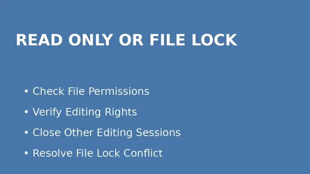 Fix Excel save problem caused by read only status file permissions or file lock from another editing session