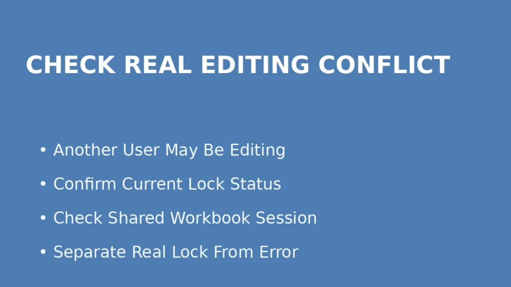 Check whether an Excel file is really being edited by another user before treating it as a lock error