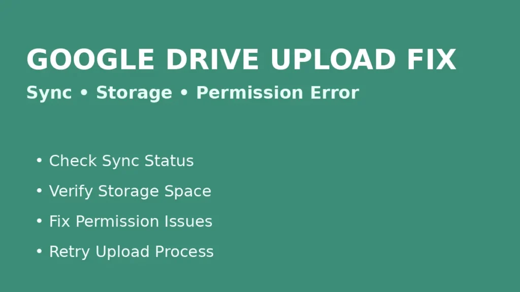 Fix Google Drive upload failed issue caused by sync problems storage limits or permission errors