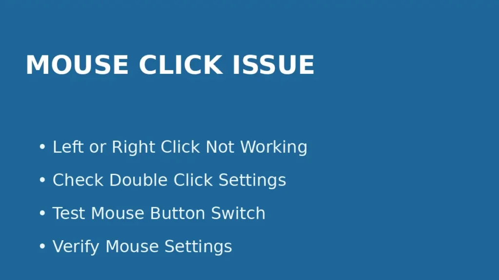 Fix mouse click issues in Windows by checking double click settings and testing the mouse button switch