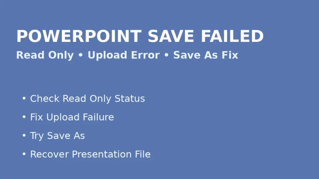 Fix PowerPoint save failed error caused by read only status upload failure or Save As issues
