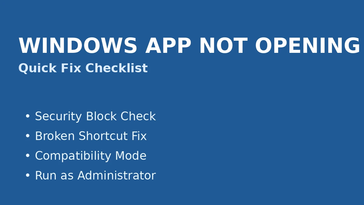 Windows 앱 실행 안 될 때 점검 순서 – 차단·바로가기·호환성 오류 복구
