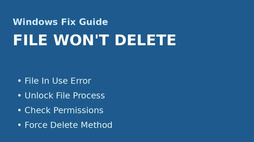 Windows file not deleting fix guide showing file in use error unlock process check permission and force delete methods