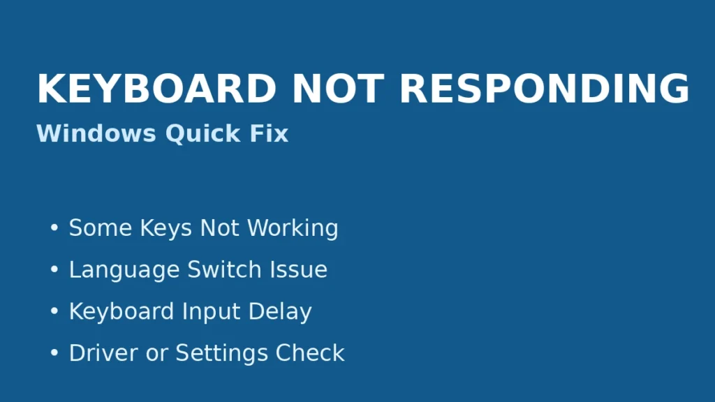 Windows keyboard not working fix guide showing unresponsive keys language switch issue and input delay troubleshooting