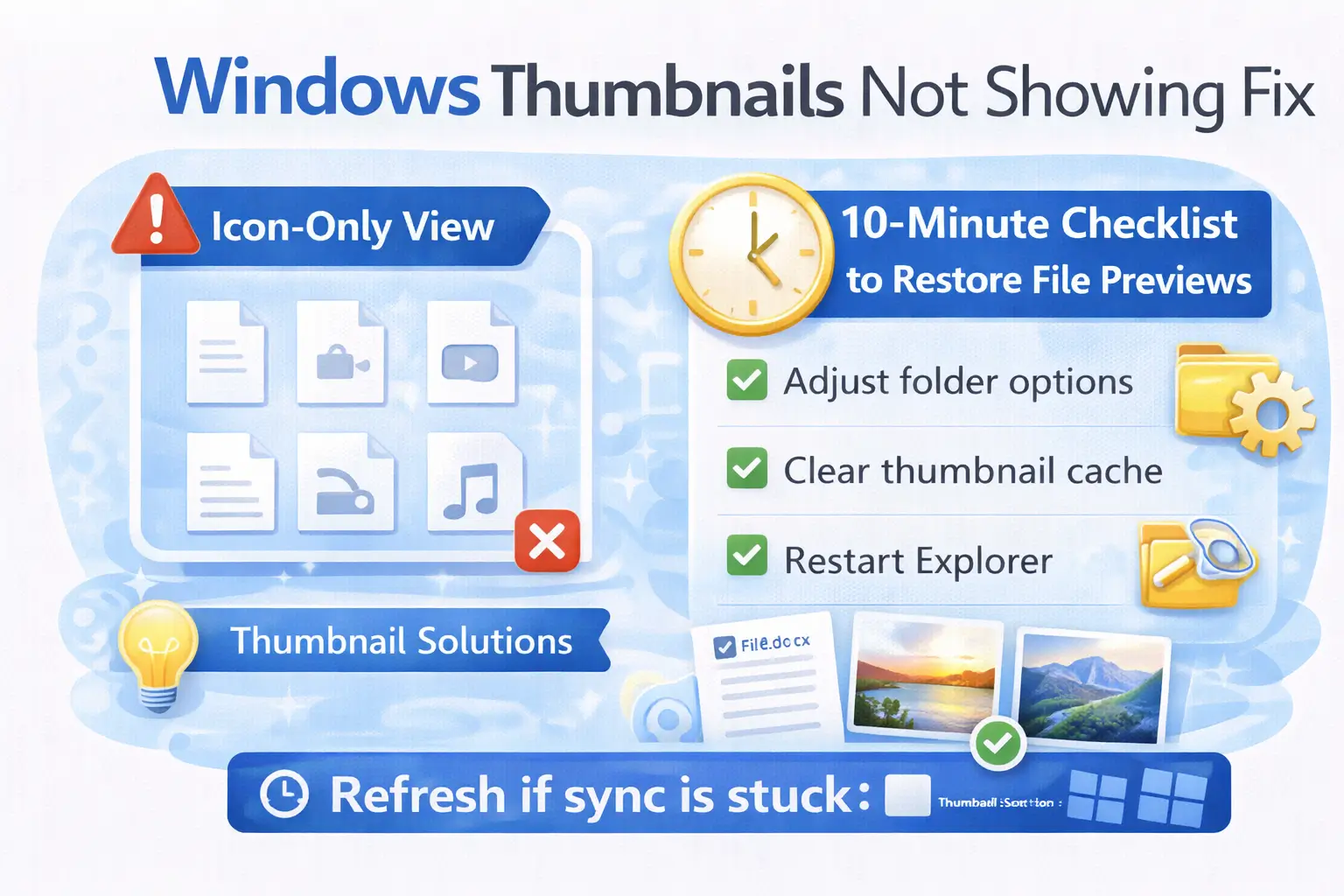 Windows 파일 미리보기(썸네일) 안 보일 때 해결 방법 – 탐색기/캐시/OneDrive 가이드 (2026)