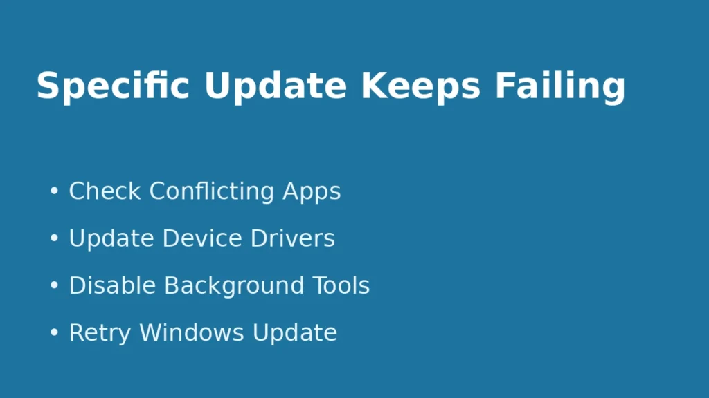 Fix Windows update failure caused by conflicting apps or outdated drivers