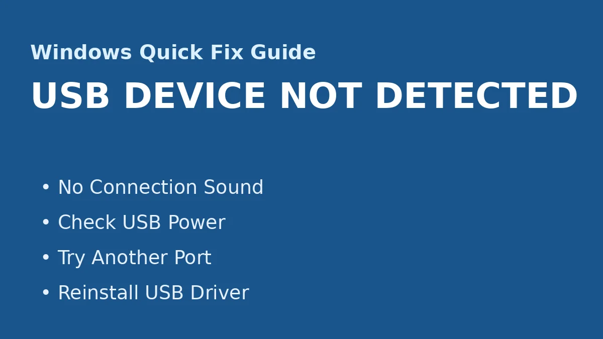 Windows USB 인식 안 될 때 해결 방법 – 장치 연결음 없음·전원 부족·드라이버 오류 10분 복구 가이드 (2026)