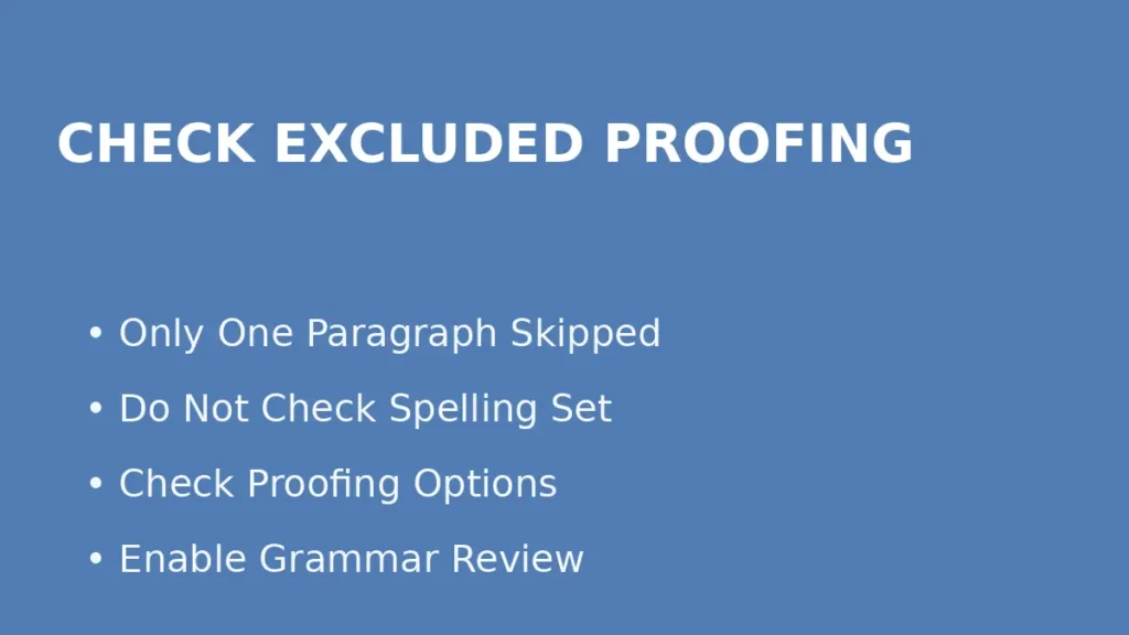 Check whether a Word paragraph is excluded from spell and grammar checking when only part of the document is not being proofed