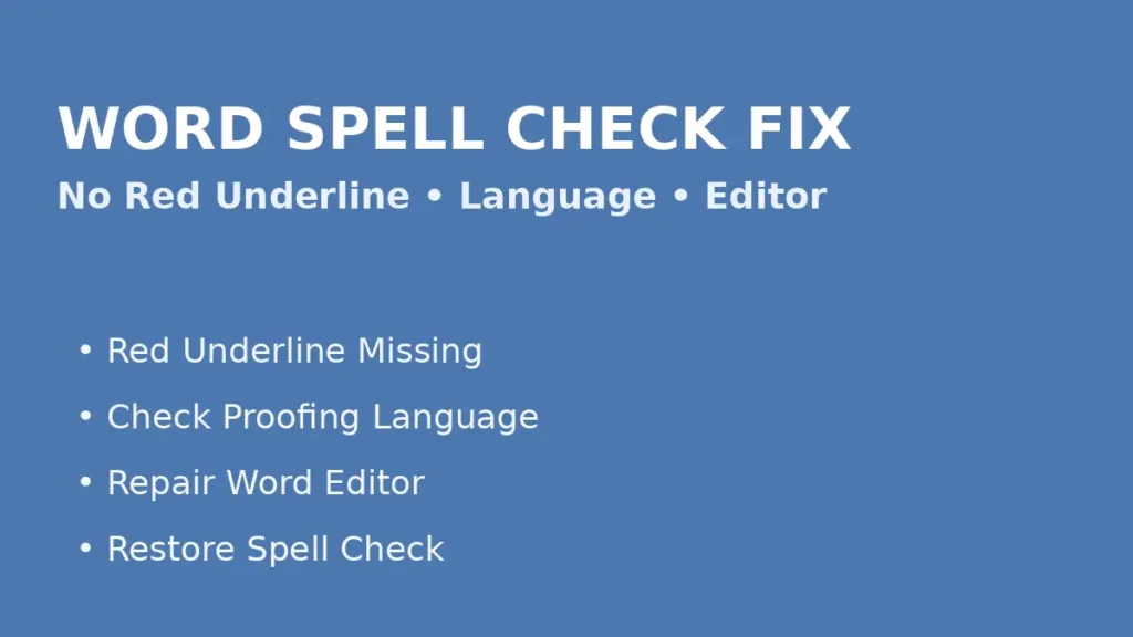 Fix Word spell check not working caused by missing red underlines language settings or editor issues